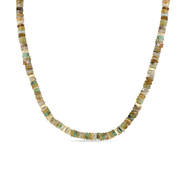 Zoë Chicco 14k Gold Mixed Neutral Gemstone Rondelle Bead Necklace