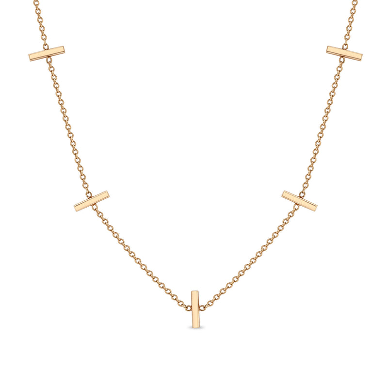 Zoë Chicco 14k Rose Gold 5 Tiny Bar Station Necklace