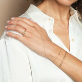 wrist with 14k Delicate Chain Bracelet and Hand Chain Set
