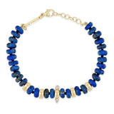 Zoe Chicco 14k Gold & Lapis Rondelle Bead Bracelet with 2 Prong Diamonds