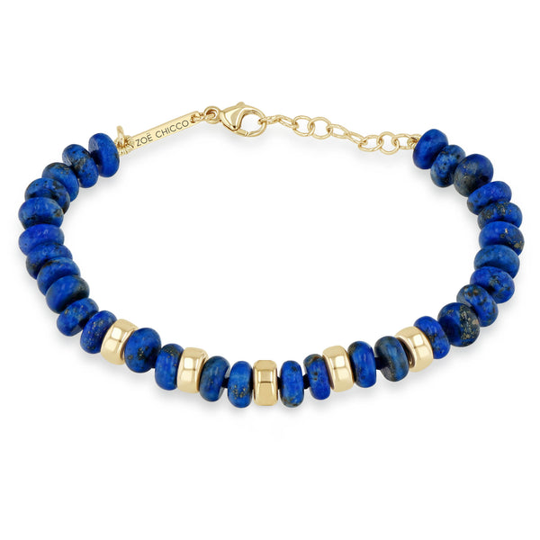 Zoe Chicco 14k Gold & Lapis Rondelle Bead Bracelet