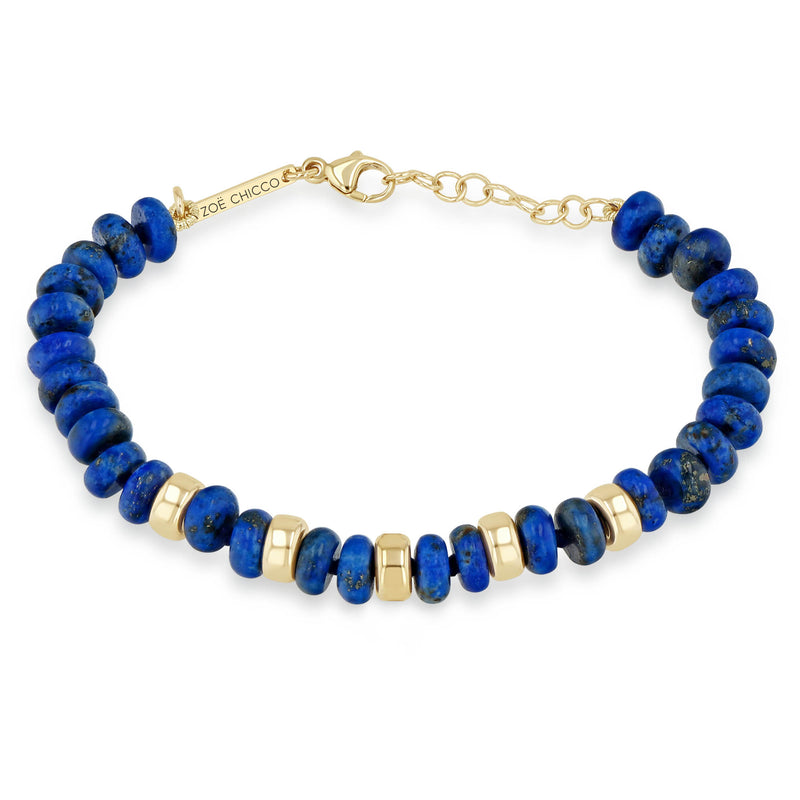 Zoe Chicco 14k Gold & Lapis Rondelle Bead Bracelet