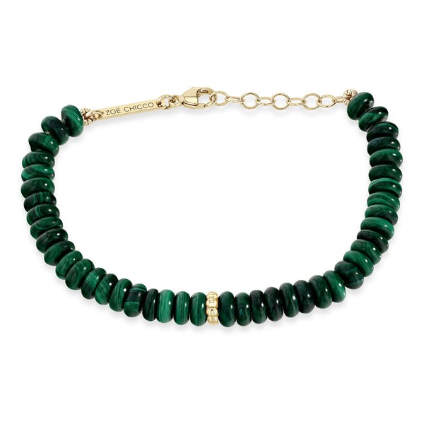 Zoë Chicco 14k Beaded Gold & Malachite Rondelle Bead Bracelet