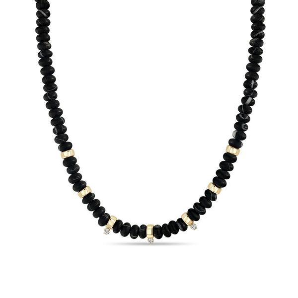 新品【eL+1】 beads short necklace ブラック おねさん Zoë Chicco 14k Gold & Matte Black Agate Rondelle Bead Necklace