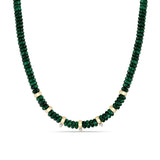 Zoë Chicco 14k Gold & Malachite Rondelle Bead Necklace with 3 Prong Diamonds