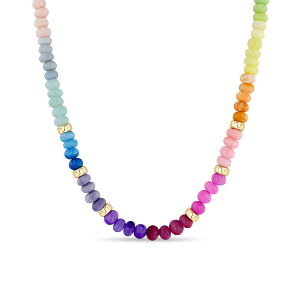 Zoë Chicco 14k Gold & Rainbow Opal Rondelle Bead Necklace