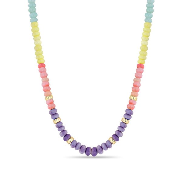 Zoë Chicco 14k Gold & Pastel Rainbow Opal Rondelle Bead Necklace