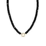 Zoë Chicco 14k Gold Matte Black Agate Rondelle Bead Round Enhancer Necklace