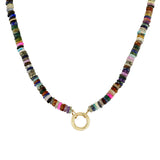 Zoë Chicco 14k Gold Mixed Dark Gemstone Rondelle Bead Round Enhancer Necklace
