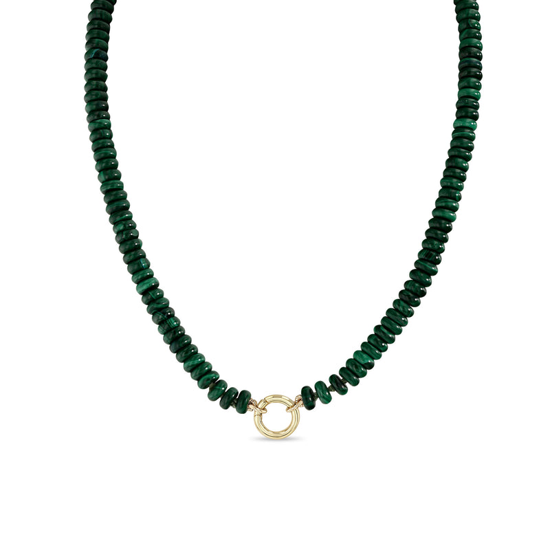 Zoë Chicco 14k Gold Malachite Rondelle Bead Round Enhancer Necklace