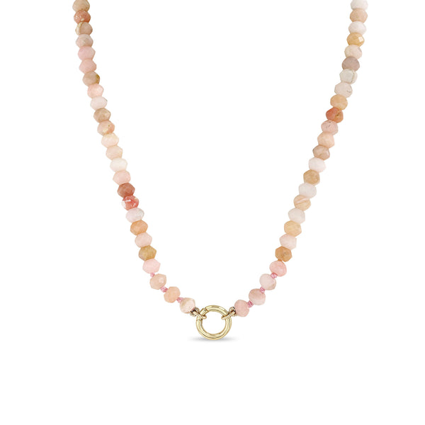 Zoë Chicco 14k Gold Faceted Pink Opal Rondelle Bead Round Enhancer Necklace