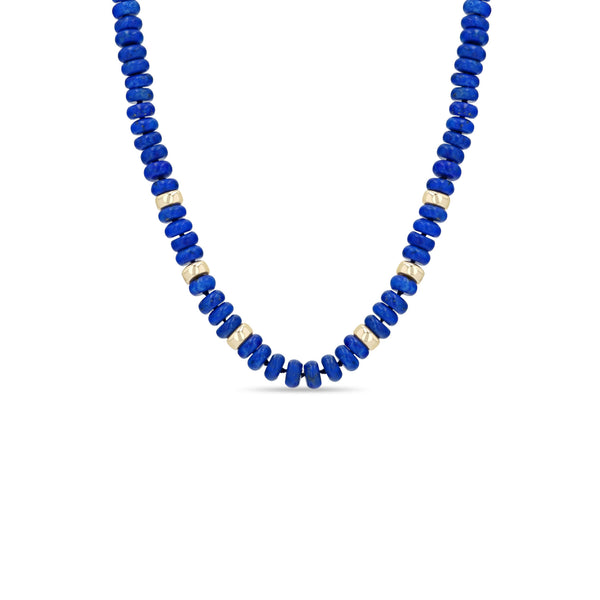 Zoe Chicco 14k Gold & Lapis Rondelle Bead Necklace