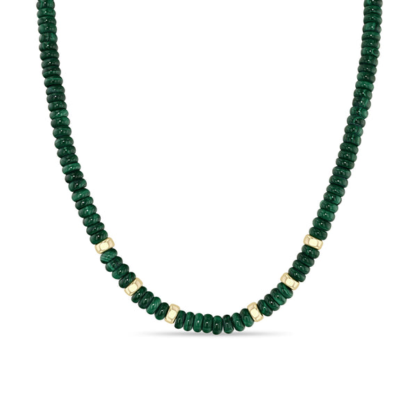 Zoë Chicco 14k Gold & Malachite Rondelle Bead Necklace