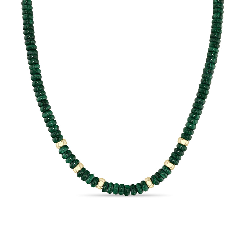 Zoë Chicco 14k Gold & Malachite Rondelle Bead Necklace