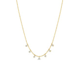 Zoë Chicco 14k Gold 7 Dangling Prong Diamond Tube Bar Chain Necklace