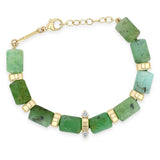 Zoë Chicco 14k Gold & Chrysoprase Tube Bead Bracelet with 2 Prong Diamonds