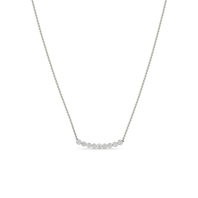 Zoë Chicco 14k White Gold 9 White Diamond Bezel Set Necklace