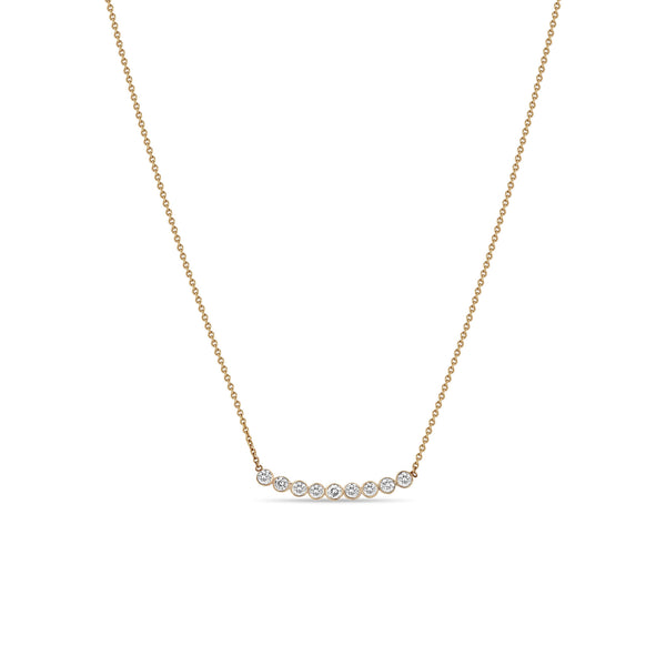 Zoë Chicco 14k Yellow Gold 9 White Diamond Bezel Set Necklace