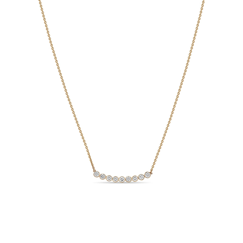 Zoë Chicco 14k Yellow Gold 9 White Diamond Bezel Set Necklace