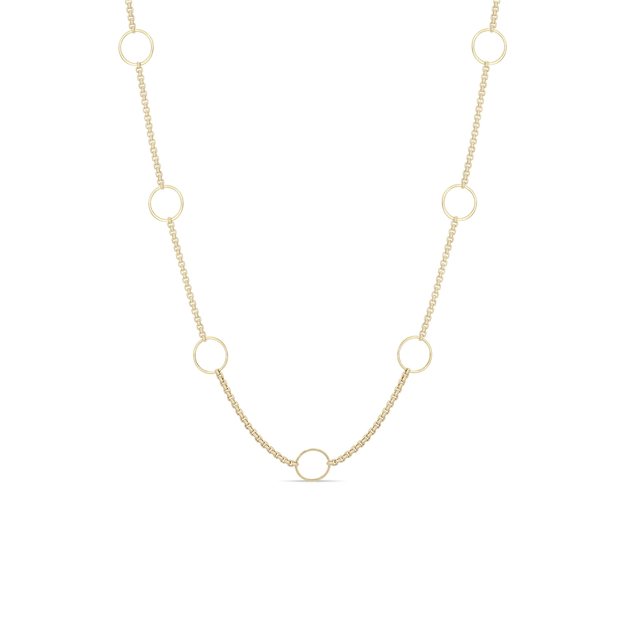 Zoë Chicco 14k Gold 9 Circle Station XS Box Chain Necklace