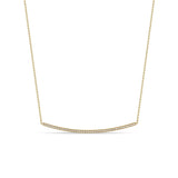Zoee Chicco 14k gold bar chain necklace with pave diamonds on a white background