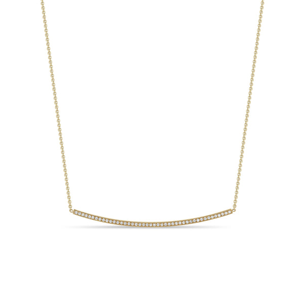 Zoee Chicco 14k gold bar chain necklace with pave diamonds on a white background