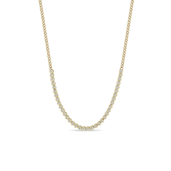 Zoë Chicco 14k Gold Small Diamond Bezel Tennis Segment XS Curb Chain Necklace