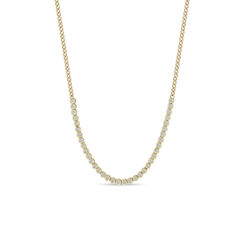 Zoë Chicco 14k Gold Small Diamond Bezel Tennis Segment XS Curb Chain Necklace