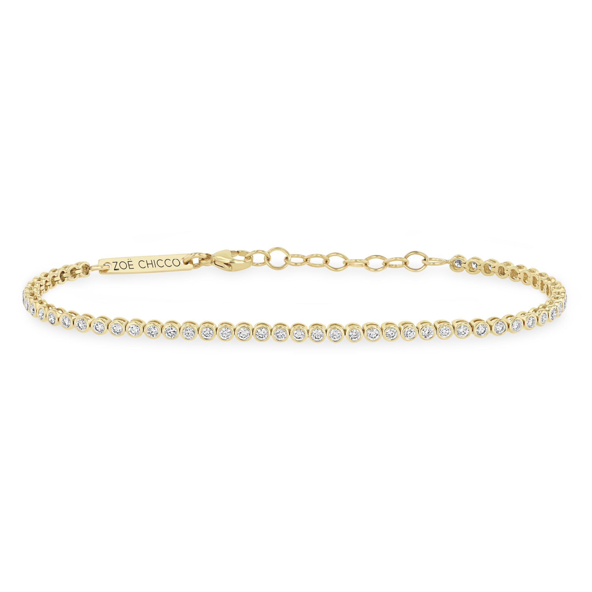 Zoë Chicco 14k Gold 1.3mm Diamond Bezel Tennis Bracelet