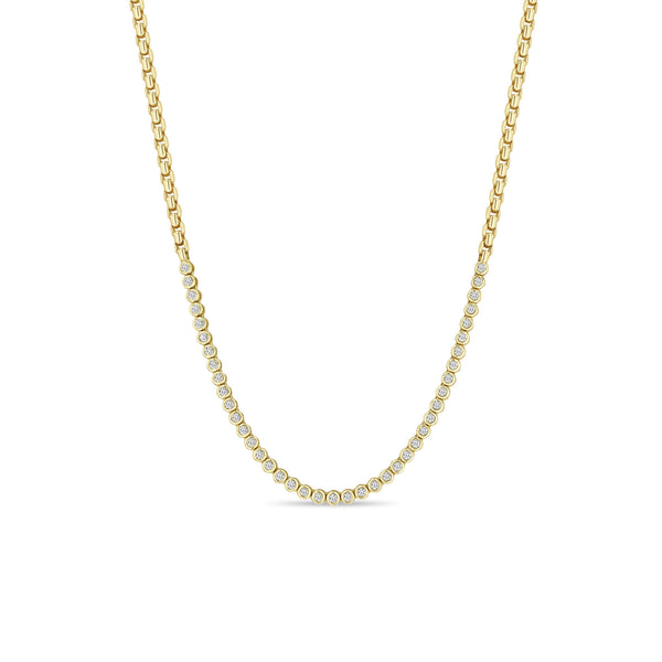 Zoë Chicco 14k Gold Small Diamond Bezel Tennis Segment Box Chain Necklace