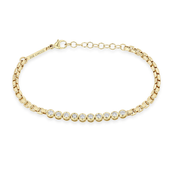 Zoë Chicco 14k Gold Diamond Bezel Tennis Segment Large Box Chain Bracelet