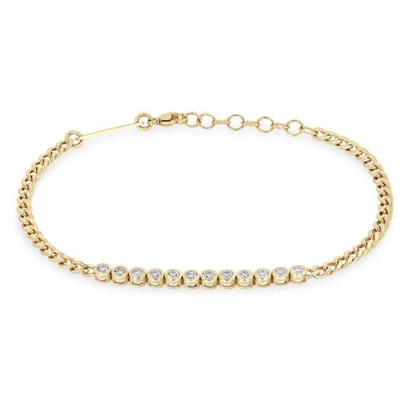 Zoë Chicco 14k Gold Diamond Bezel Tennis Segment Curb Chain Bracelet