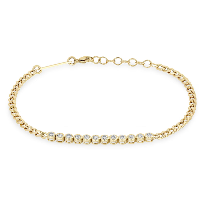 Zoë Chicco 14k Gold Diamond Bezel Tennis Segment Curb Chain Bracelet