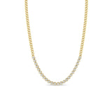 Zoë Chicco 14k Gold 3" Diamond Bezel Tennis Segment Small Curb Chain Necklace
