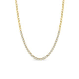Zoë Chicco 14k Gold 4" Diamond Bezel Tennis Segment Small Curb Chain Necklace