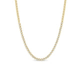 Zoë Chicco 14k Gold 5" Diamond Bezel Tennis Segment Small Curb Chain Necklace
