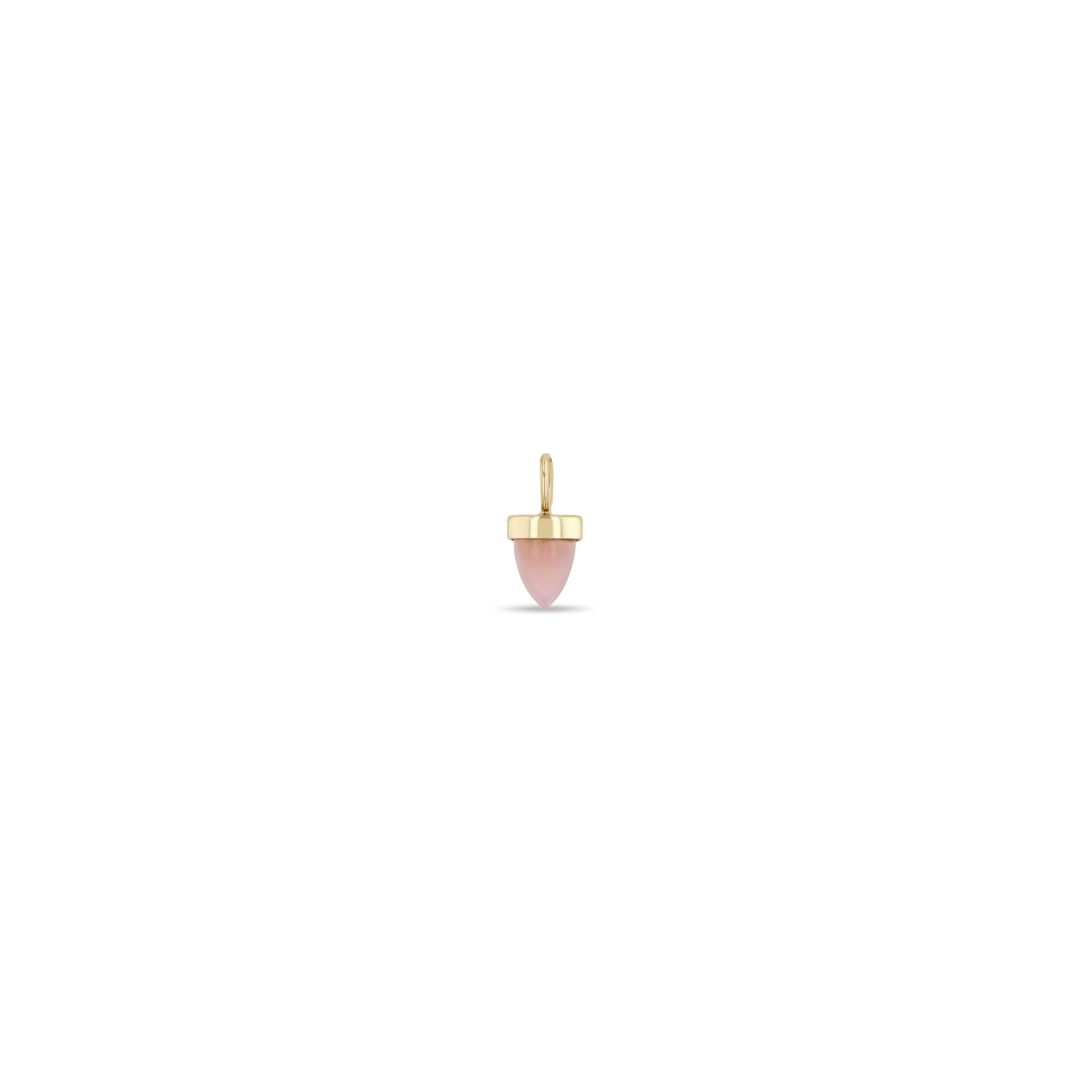Zoe Chicco 14k gold pink opal bullet-shaped gemstone charm on a white background