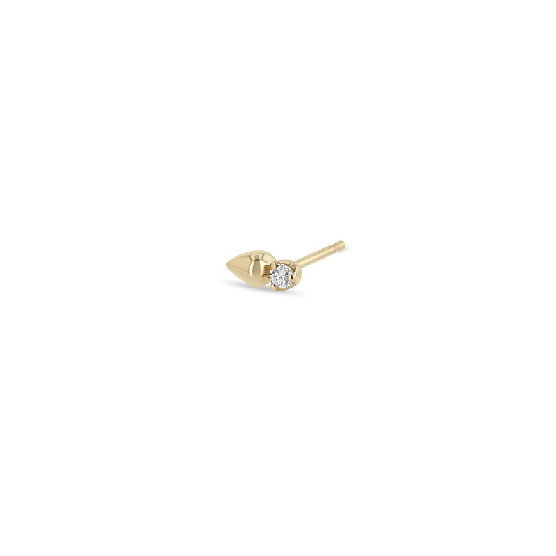 Single Zoë Chicco 14k Gold Prong Diamond Gold Droplet Stud Earring