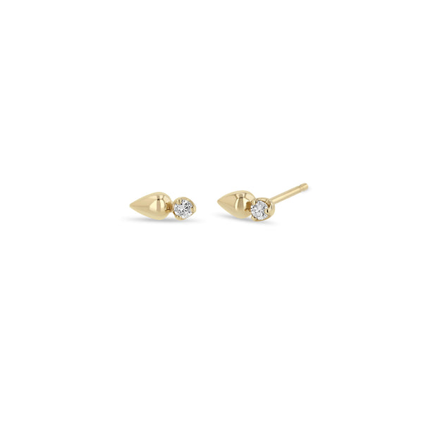 Zoë Chicco 14k Gold Prong Diamond Gold Droplet Stud Earrings