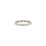 Zoe Chicco 14k white gold ring with baguette-shaped diamonds with alternating beads on a white background
