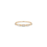 Zoe Chicco 14k rose gold baguette ring with alternating beads on a white background