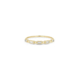 Zoe Chicco 14k gold baguette diamond ring with alternating beads on a white background