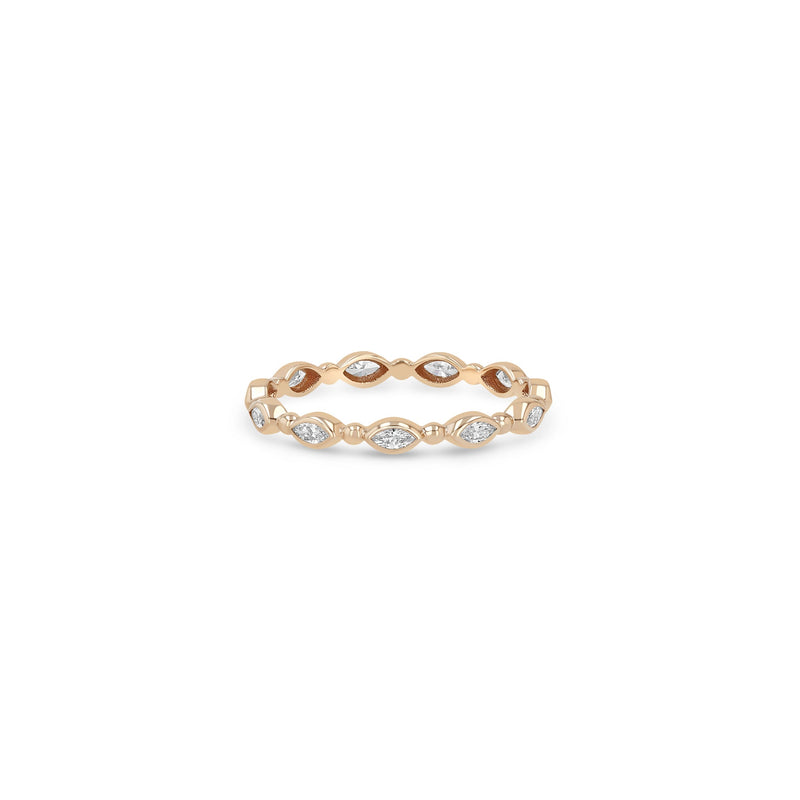 Zoe Chicco 14k rose gold ring with diamond accents and beads on a white background