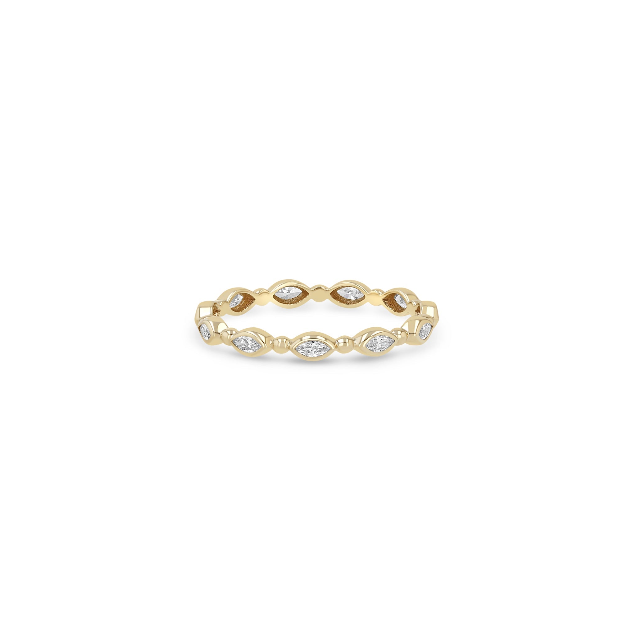 Zoe Chicco 14k gold ring with diamond accents and beads on a white background