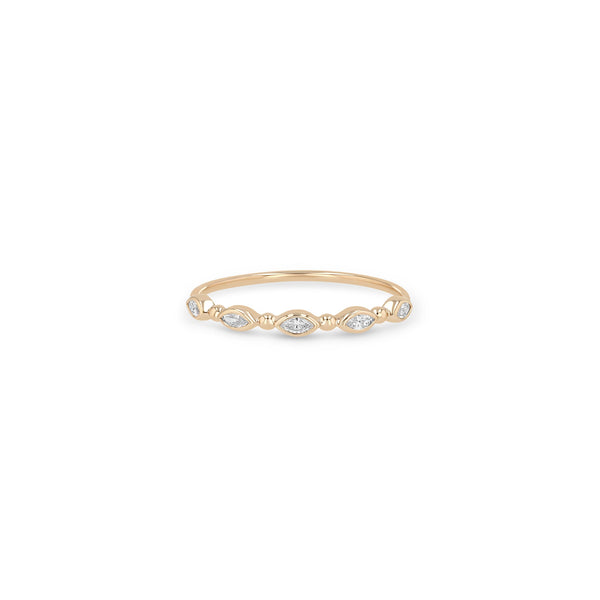 Zoe Chicco 14k rose gold ring with small diamonds and alternating beads on a white background
