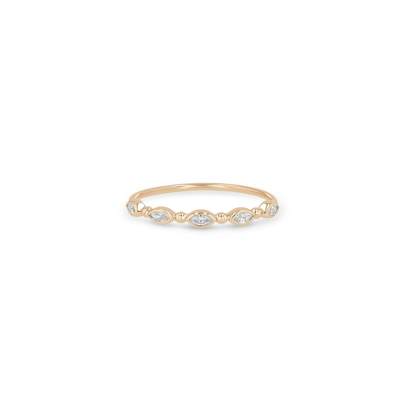 Zoe Chicco 14k rose gold ring with small diamonds and alternating beads on a white background