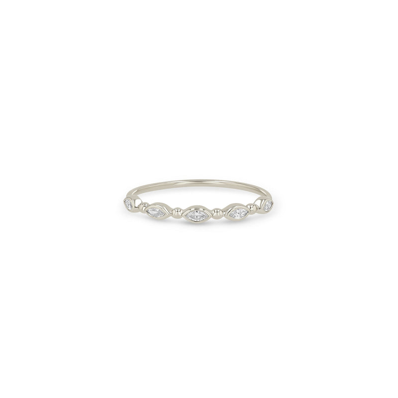 Zoe Chicco 14k white gold ring with small diamonds and beads on a white background