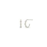 14k Alternating Diamond Bezel & Bead Huggie Hoops