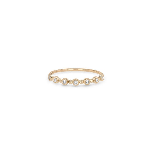 14k Alternating Diamond Bezel & Bead Ring