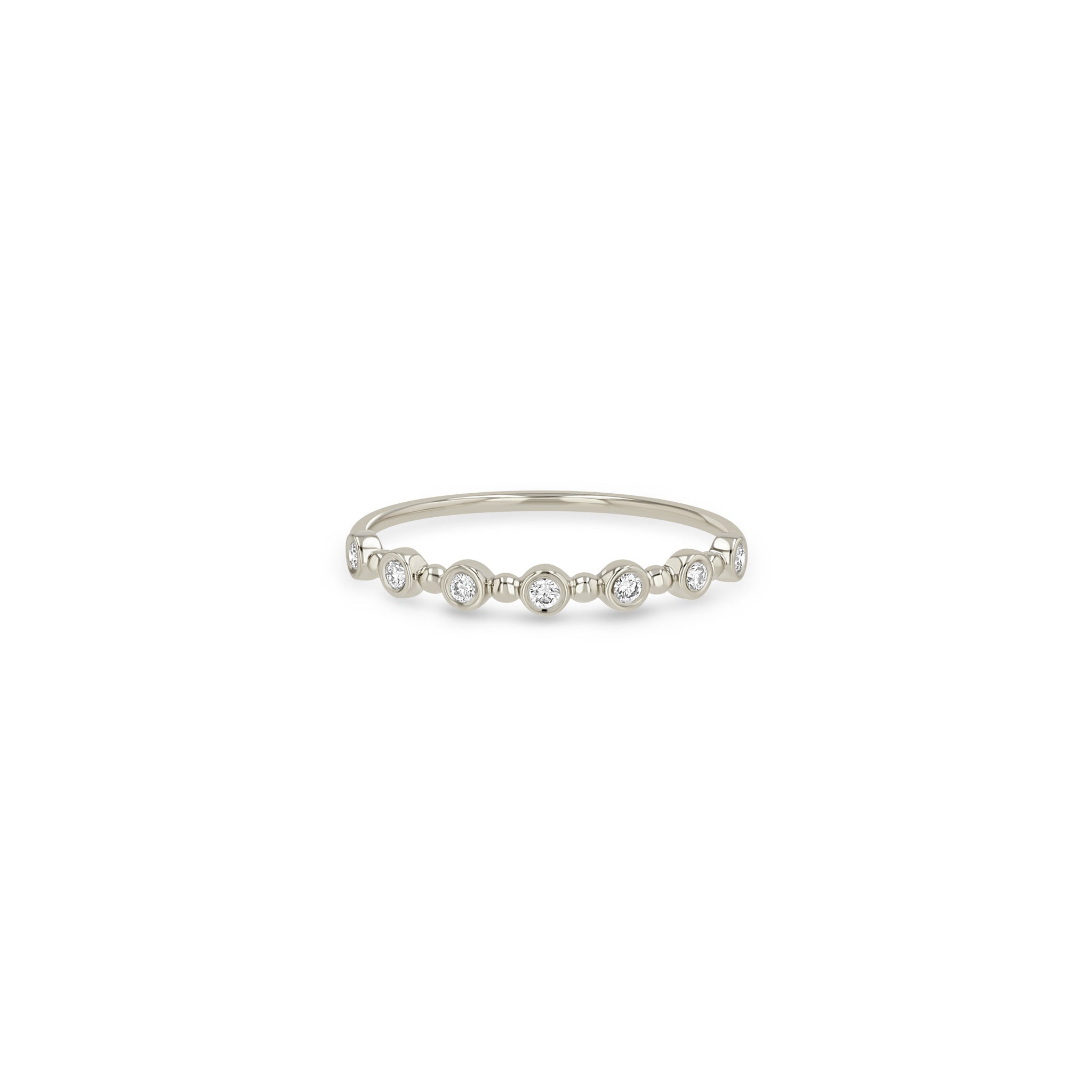 Zoe Chicco 14k white gold ring with small diamonds on a white background